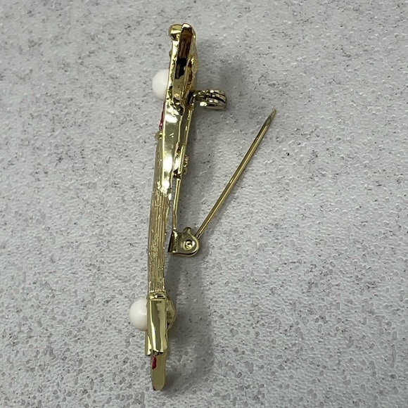 Vintage Gerry's Enamel Goldtone Golf Club Flag Balls Brooch Pin 2" Long - Picture 3 of 6